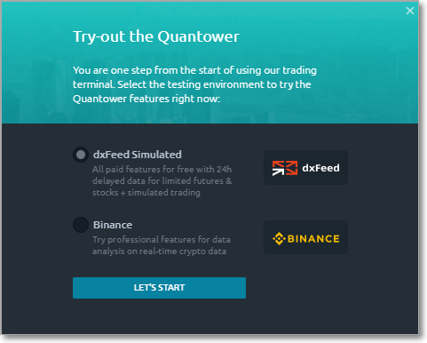 Demo connection in Quantower – dxFeed Retail